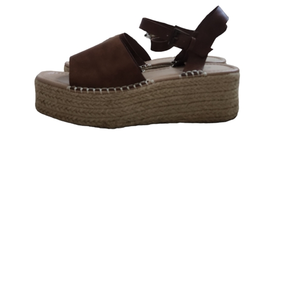 Just Fab Hallie Espadrille Flatform Platform Sandals Cognac Tan 9 - Picture 10 of 12